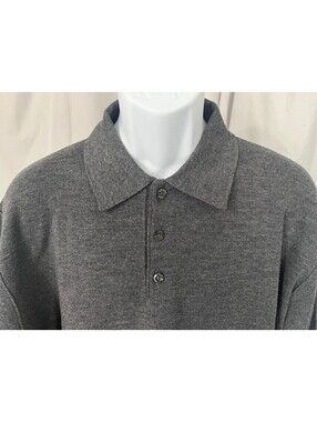 St. Croix Men's Solid Gray 100% Wool Polo Style Sweater XL EUC